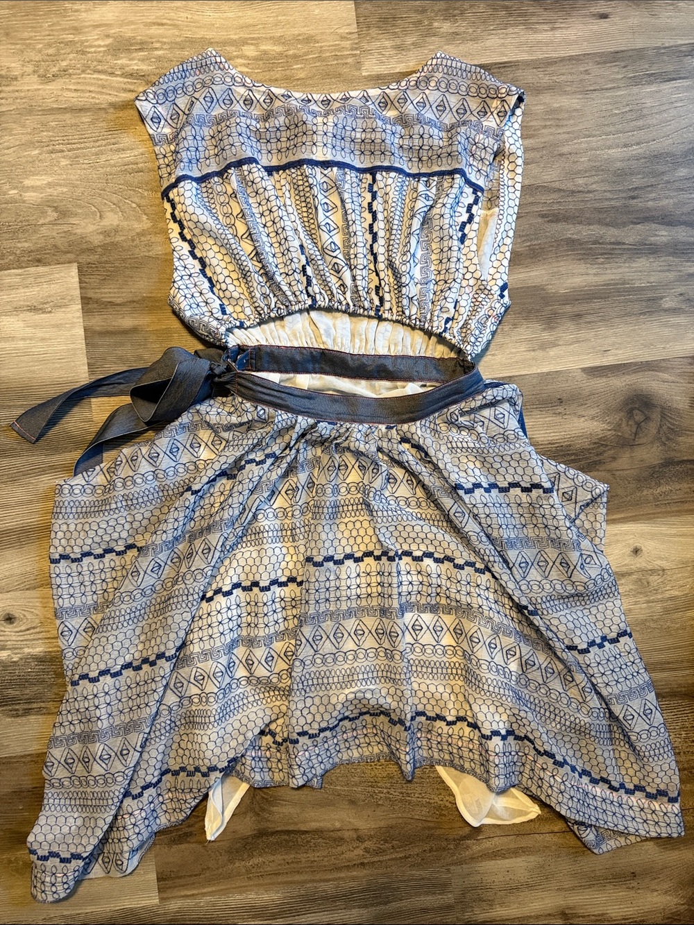 Free People New Romantics Light Blue Patterned Asymmetrical Dress - Picture 2 of 6